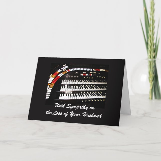 With Sympathy, Loss of Husband, Ancient Organ Card (Front)