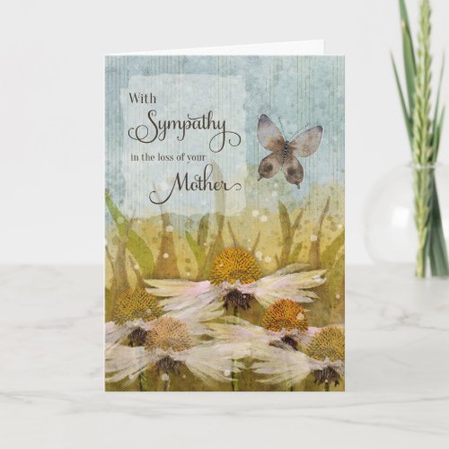 With Sympathy Loss of Mother Messy Flowers Card