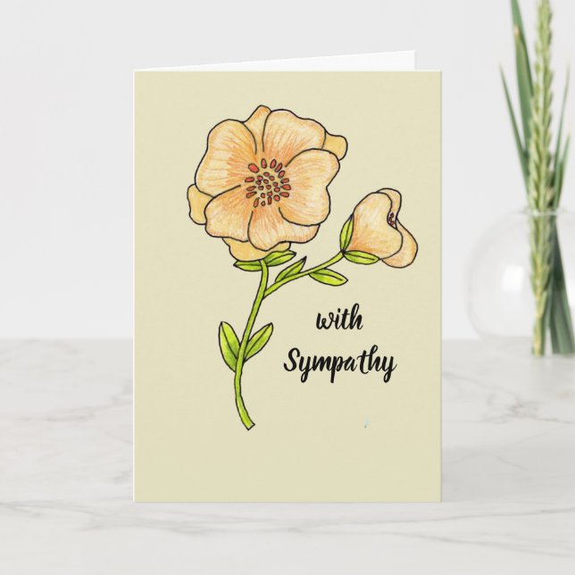 With Sympathy Note card Yellow (Front)