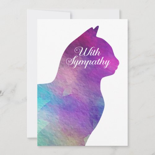 With Sympathy Pet Cat Loss Card with Watercolor
