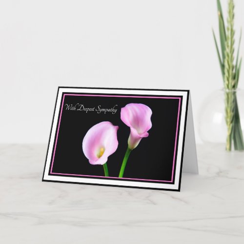 With Sympathy Pink Calla Lillies Greeting Card