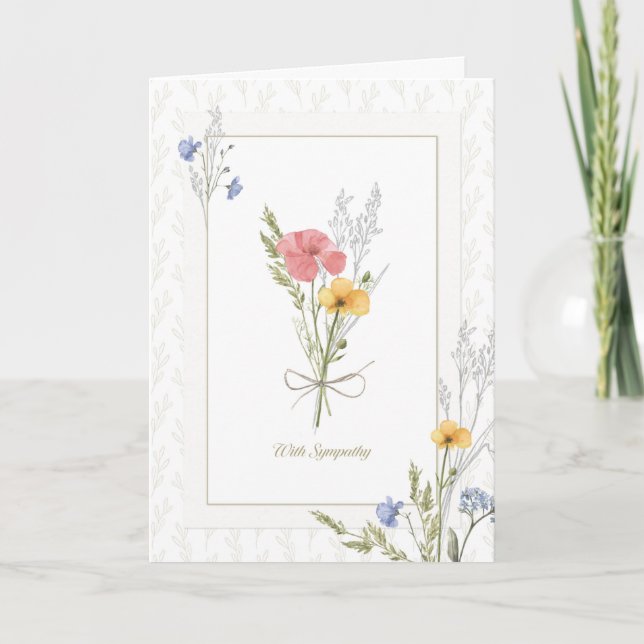 With Sympathy Pretty Pressed Florals Card (Front)