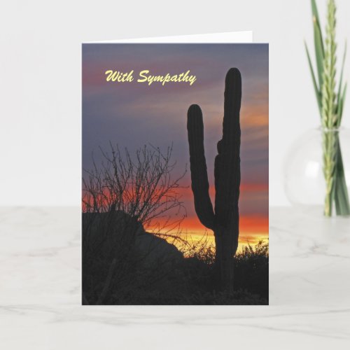 With Sympathy Saguaro Cactus at Sunset Greeting Card