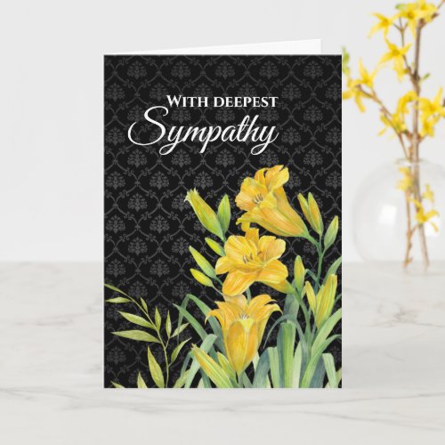 With Sympathy Watercolor Yellow Day Lilies Card