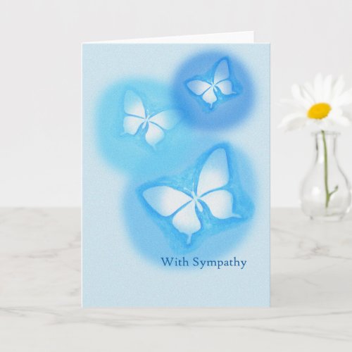 With Sympathy White butterflies Thinking of you Card