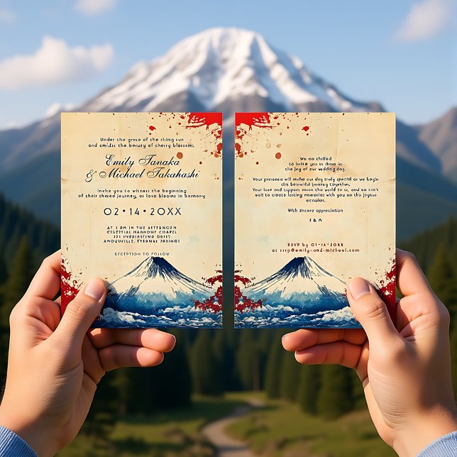 With text at the back Japonesque Harmony with Fuji Invitation (With text at the back Japonesque Harmony with Fuji Invitation)