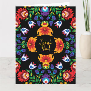 With text Awesome polish Folk Wycinanki Letterpress Thank You Card