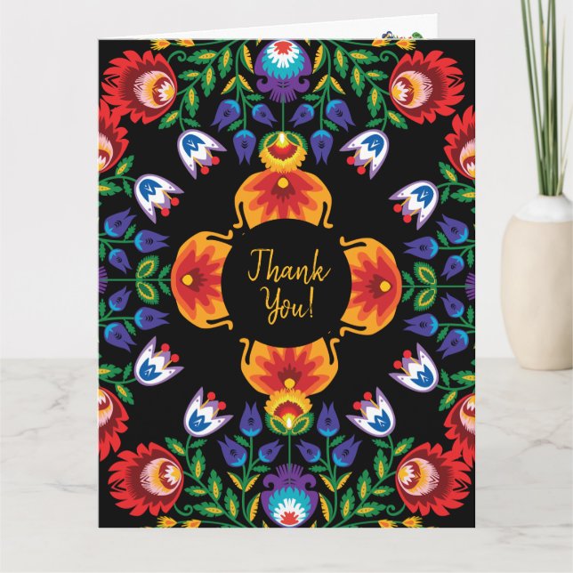 With text Awesome polish Folk Wycinanki  Thank You Card (Front)