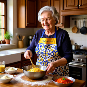 With text💙💛 Beautiful blue and yellow Azulejos Apron