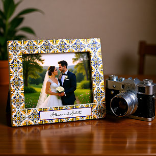 With text💛💙🤍 Beautiful blue and yellow Azulejos Magnetic Frame