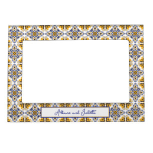 With text💛💙🤍 Beautiful blue and yellow Azulejos Magnetic Frame