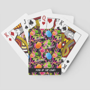 With text / Bold Pickleball Paddles & Florals Poker Cards