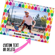With text Colorful Pickleball  💚❤️💛💙 Magnetic Frame