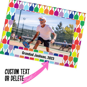 With text Colorful Pickleball  💚❤️💛💙 Magnetic Frame