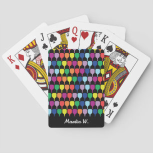 With text Colorful pickleball paddles 💚❤️💛💙 Poker Cards