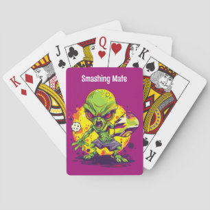 With text Extraterrestrial Mayhem Poker Cards