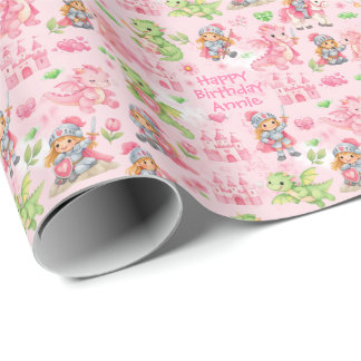 With text Fantasy Castle Birthday  Wrapping Paper