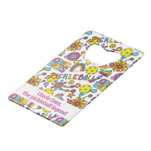 With text, Groovy, retro 90s,  white Credit Card Bottle Opener