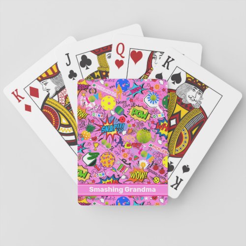 With text mixed pickleball pink Playing Cards