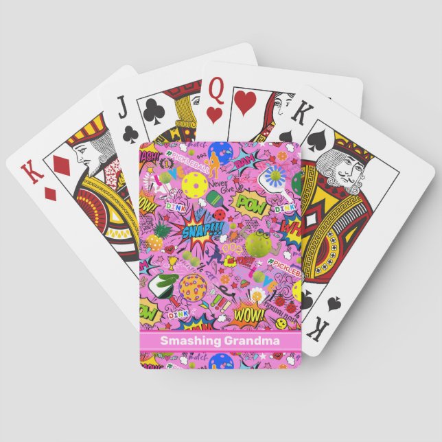 😍With text mixed pickleball pink Poker Cards (Back)