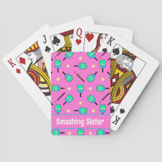 With text pastel I love Pickleball pink  Poker Cards