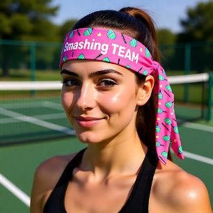With text pastel I love Pickleball pink Tie Headband