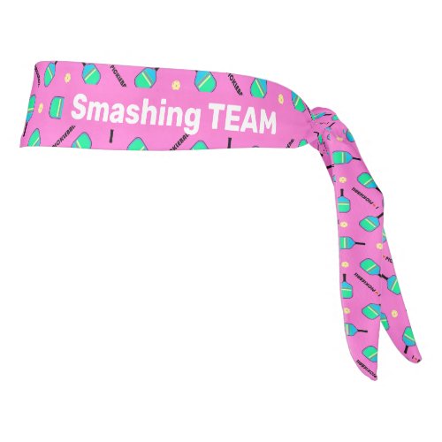 With text pastel I love Pickleball pink Tie Headband