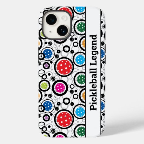 With text Pattern with Pickleballs iPhone 14 Case_Mate iPhone 14 Case