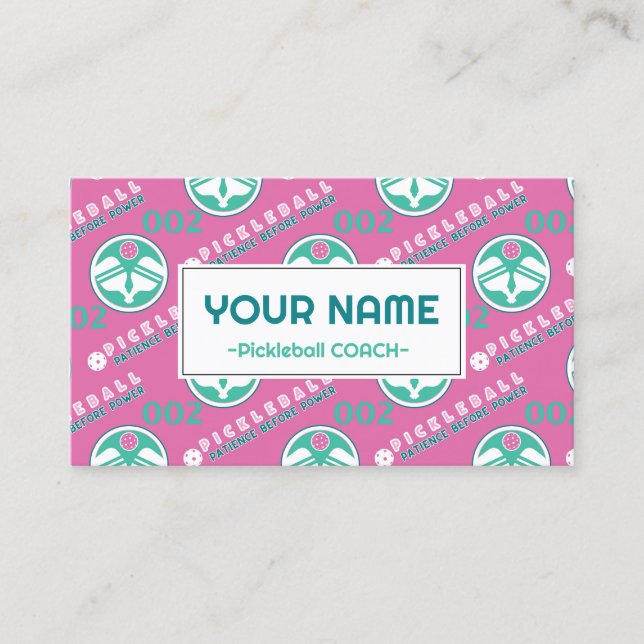 With text Pickleball: patience before power Business Card (Front)