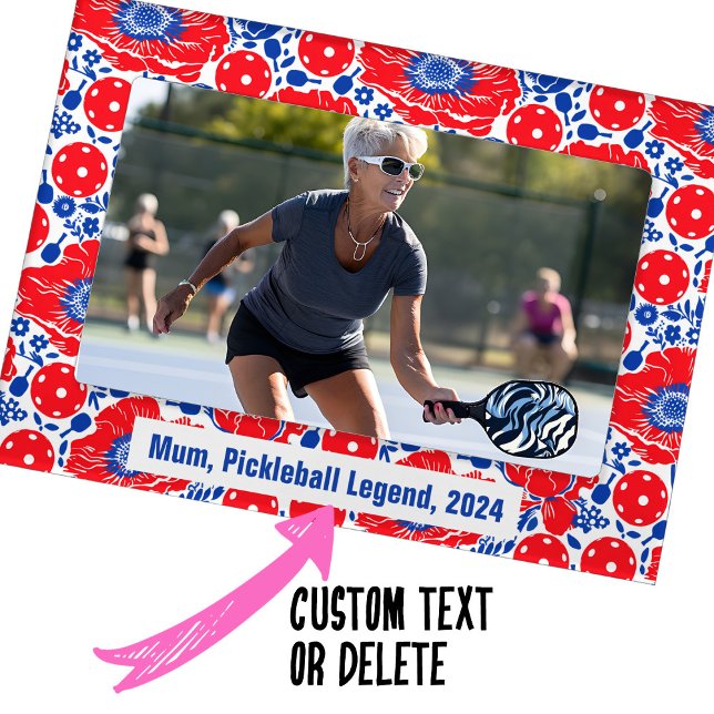 With text Pickleball red pickleball & red poppies Magnetic Frame (With text Pickleball red pickleball & red poppies Magnetic Frame)