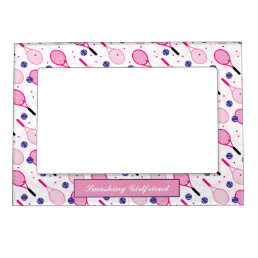 With text, pink &amp; purple tennis rackets magnetic frame