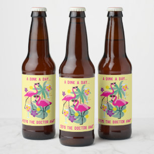 With text Summer Pickleball 🤩Tropical party Beer Bottle Label