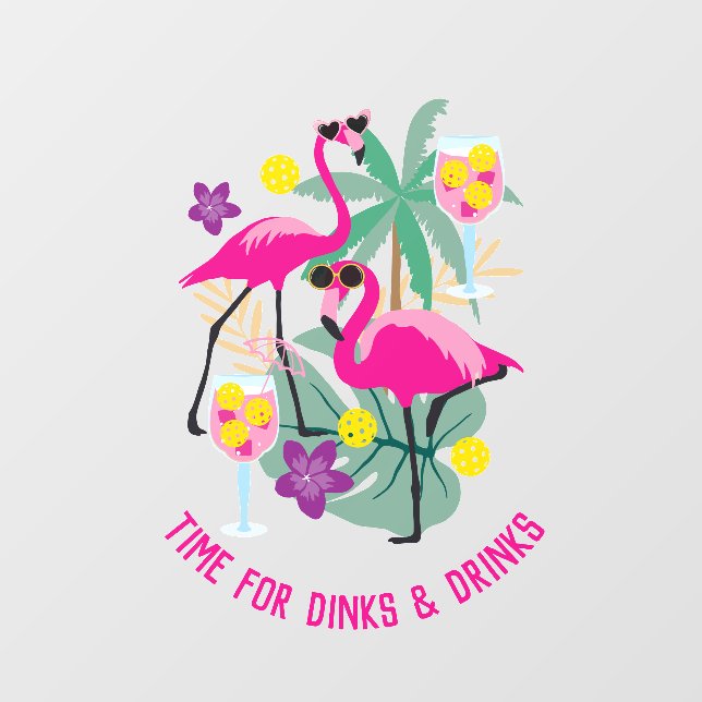 With text Summer Pickleball 🤩Tropical party  Wall Decal (Front)