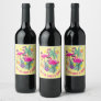 With text Summer Pickleball 🤩Tropical party  Wine Label