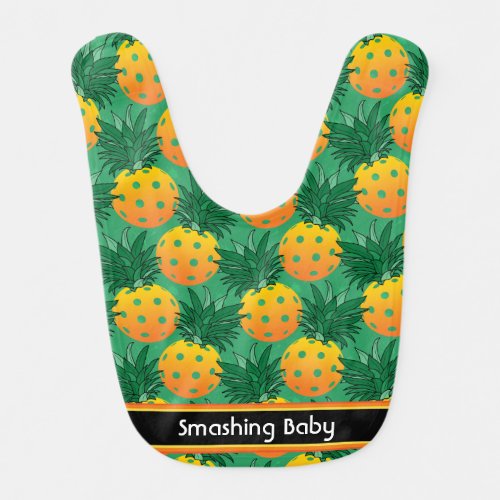 With text sweet pineapple pickleball  baby bib