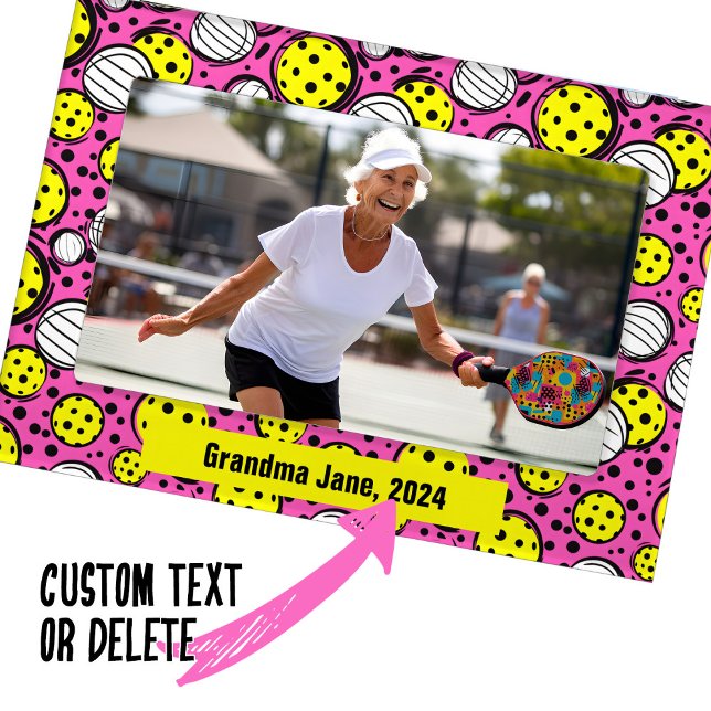 With text Yellow pickleballs  💚❤️💛💙 Magnetic Frame (With custom text Yellow pickleballs 💚❤️💛💙 Magnetic)