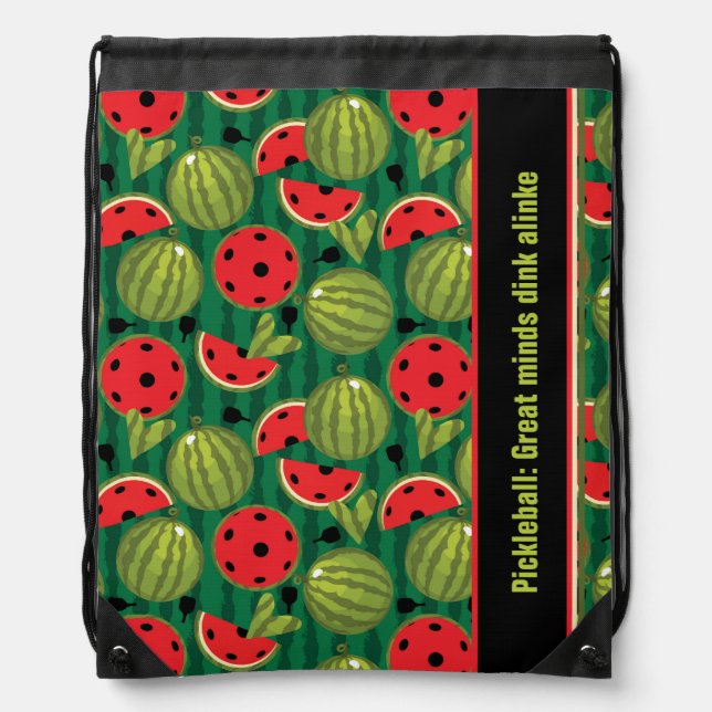 With text🍉Watermelon 🍉pickleball  Drawstring Bag (Front)