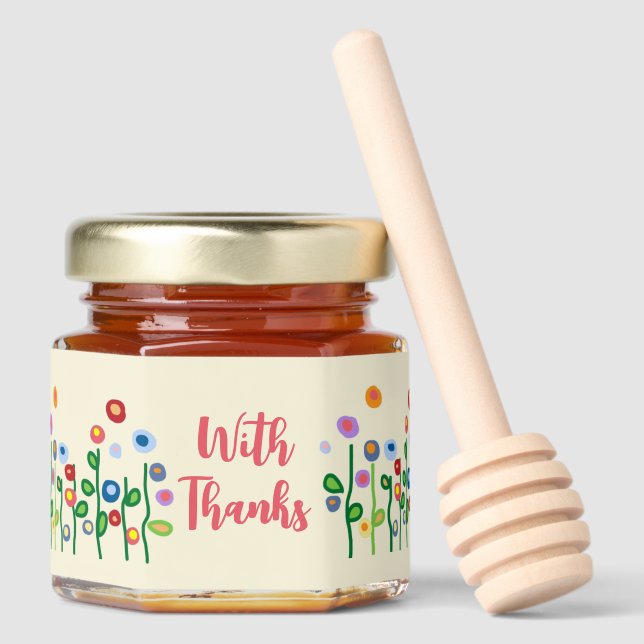 With Thanks flowers Honey Jar Favors (Front)