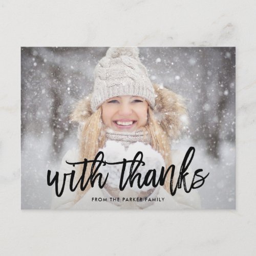 With Thanks  Holiday Thank You with Photo Postcard