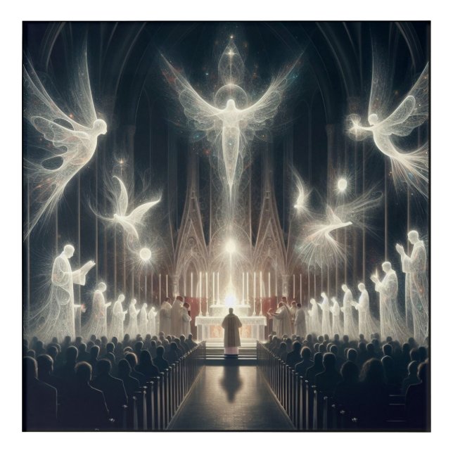 With the Angels and Saints Acrylic Print (Front)