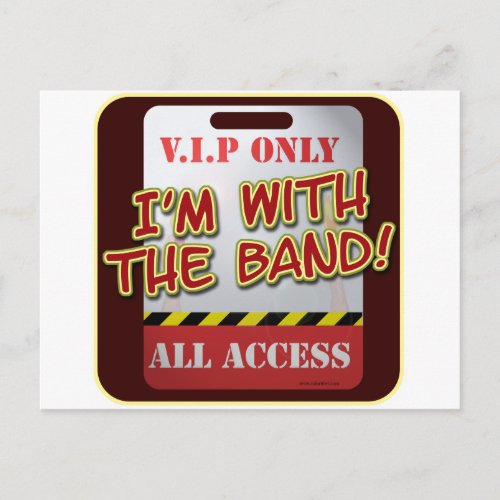 With The Band backstage Pass Postcard
