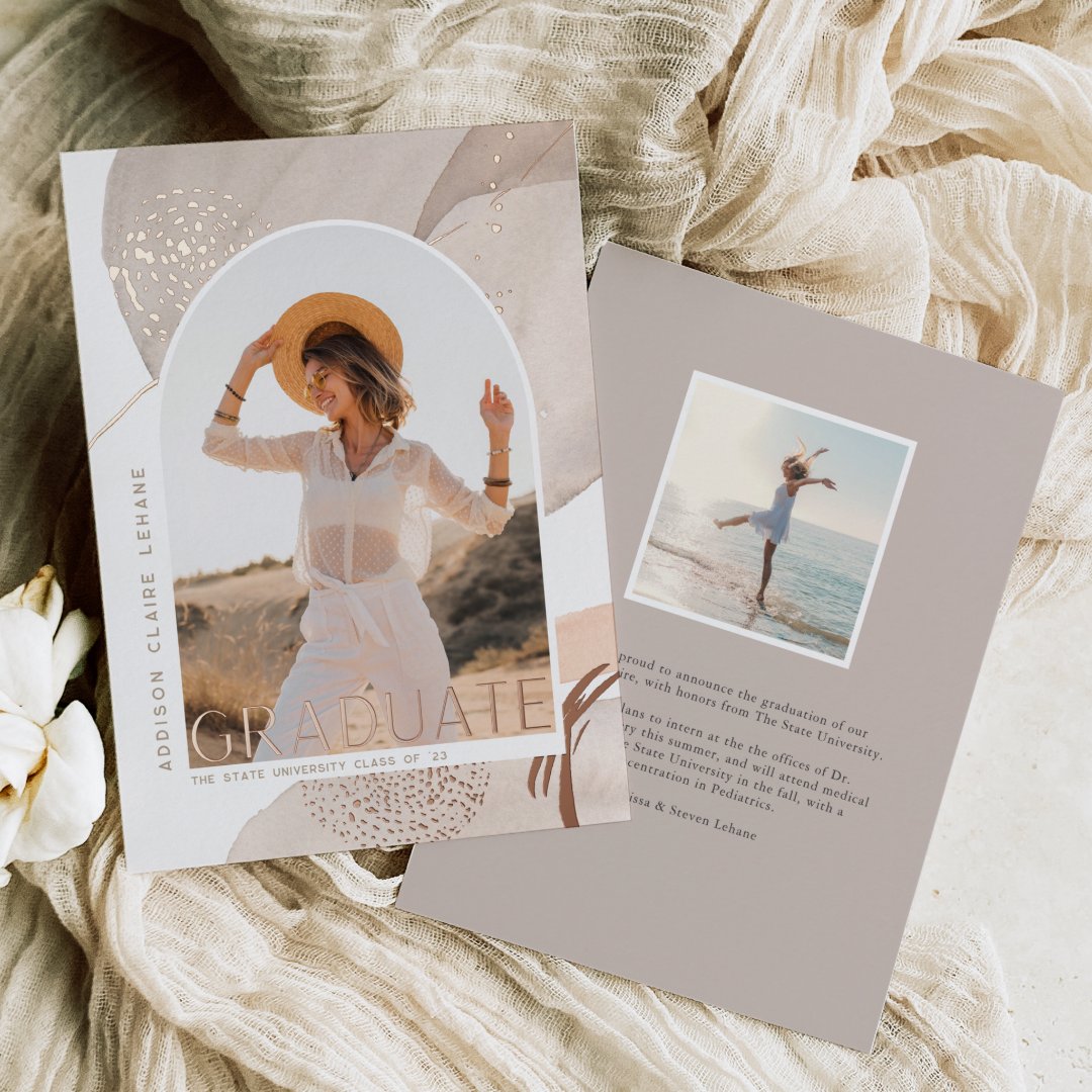 With the Flow | Foil Photo Graduation Announcement
