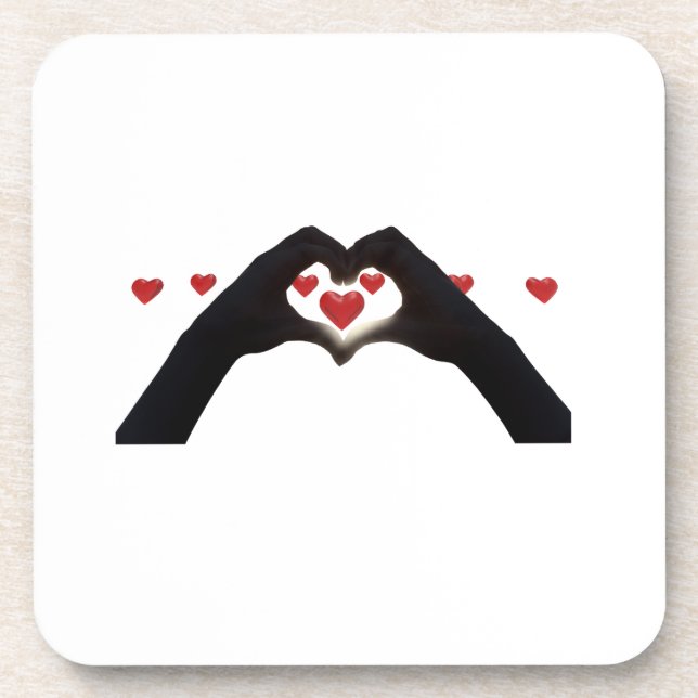 "With the heart in hand" poses a glass Beverage Coaster (Front)