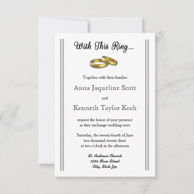 With this Ring... - 3x5 Wedding Invitation (Front)