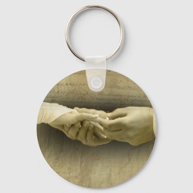 With this Ring, Romantic Vintage Wedding Love Keychain (Front)