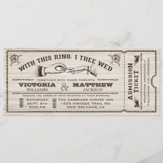 With This Ring, Vintage Wedding Ticket Invitation