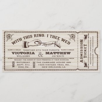 With This Ring  Vintage Wedding Ticket Invitation by MetricMod at Zazzle