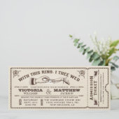 With This Ring, Vintage Wedding Ticket Invitation (Standing Front)