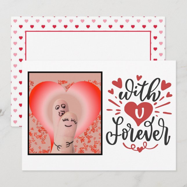 "With U Forever"  Finger Couple Valentines Card (Front/Back)
