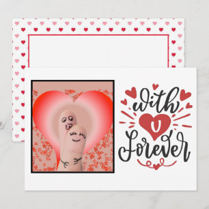 "With U Forever"  Finger Couple Valentines Card